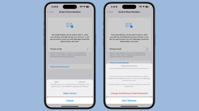 光村镇苹果手机维修分享苹果 iOS 18.1 支持设置“主要”邮箱地址并更改 iCloud 邮箱 